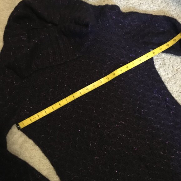 Sparkly Sugar Plum 100% Cotton Knit Cowl Neck Sweater - Picture 11 of 15